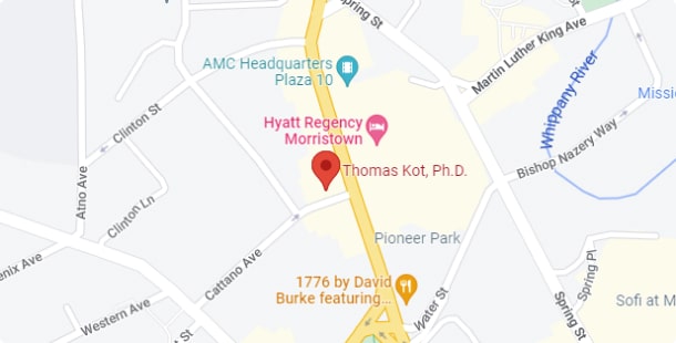 A map that shows the location of Dr. Thomas Kot's office